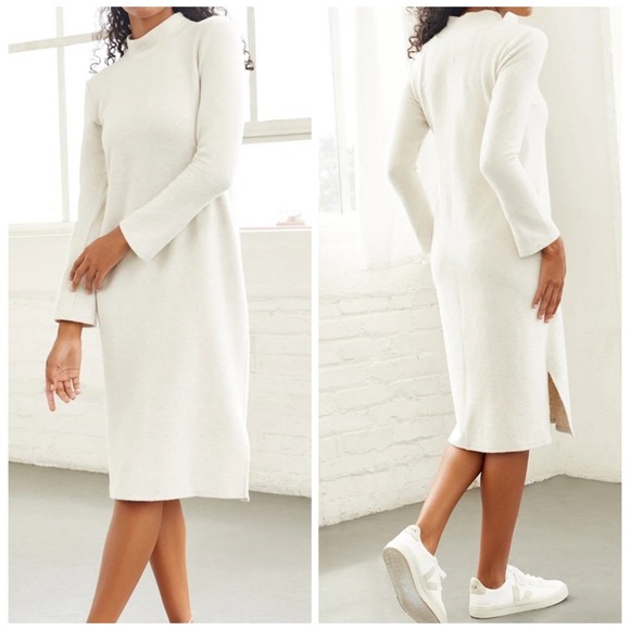 AMOUR VE·RT Dresses & Skirts - Amour Vert Womens Heathered Oat Midi Sweater Dress Size‎ XS Organic Sustainable